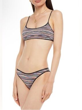 Missoni Mare NWT Metallic Stripe Bikini Set IT 38 XS Zig Zag Knit Swim